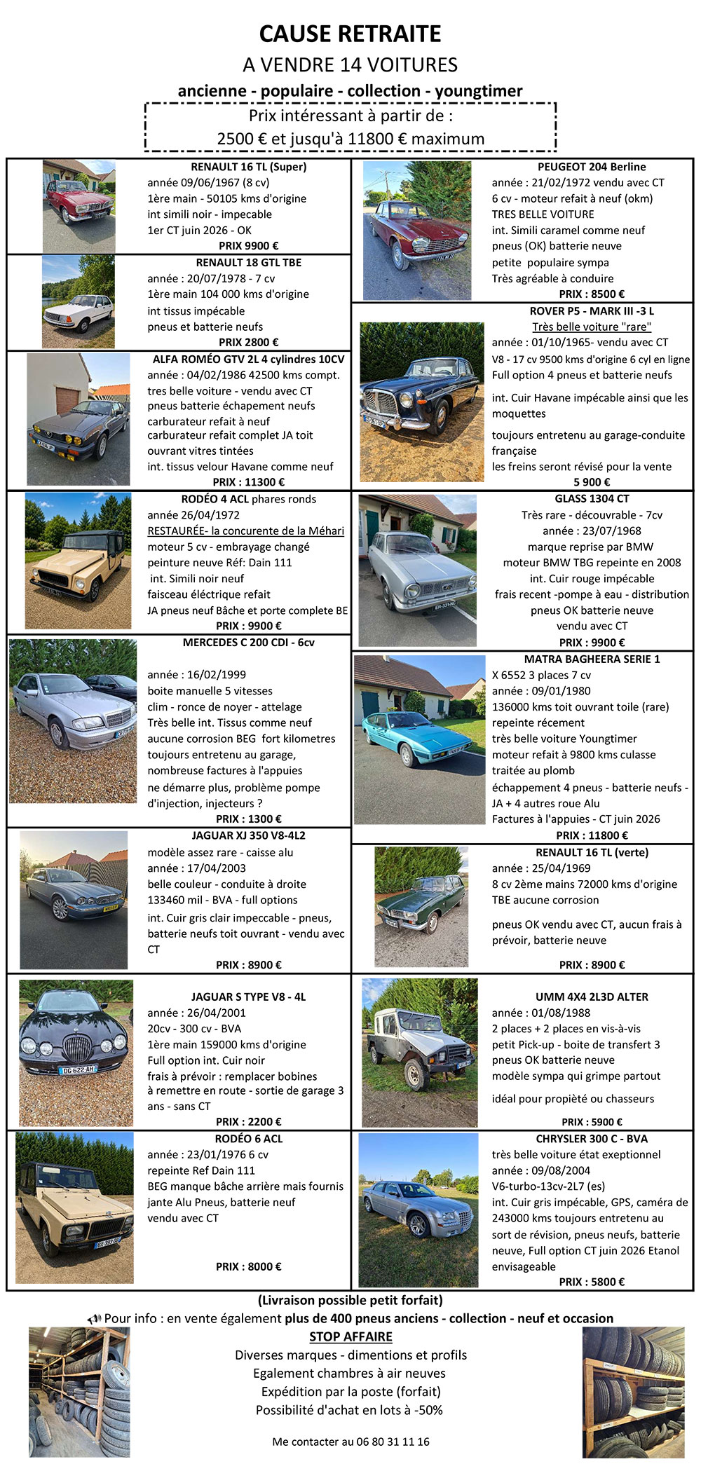 Liste des voitures ç vendre